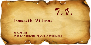 Tomcsik Vilmos névjegykártya